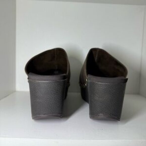 Yellow Box Clog Mule Studded Wedge Heel Clogs Leather Women's Size 8 - Picture 3 of 5